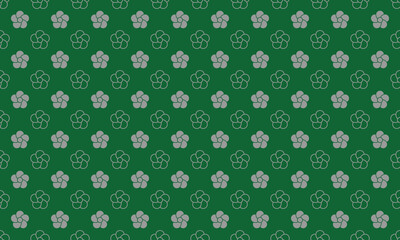 和柄素材　捻じ梅　シームレスパターン　緑