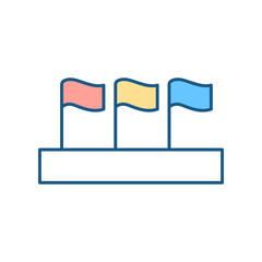 International relations RGB color icon. National flags. Nation-states interaction. Commonwealth. High commision. Public policies. Global issues resolution. Isolated vector illustration