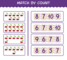 Match by count of cartoon cherry. Match and count game. Educational game for pre shool years kids and toddlers