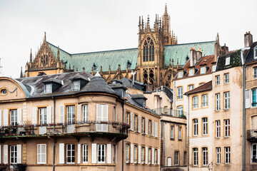 Fototapeta premium Street view of downtown in Metz, France