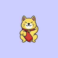 Cute maneki neko cat mascot design