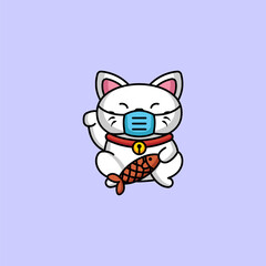 Cute maneki neko cat mascot design