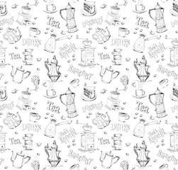 patterns of coffee and tea accessories