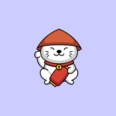 Cute maneki neko cat mascot design