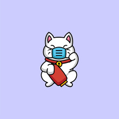Cute maneki neko cat mascot design