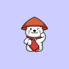Cute maneki neko cat mascot design