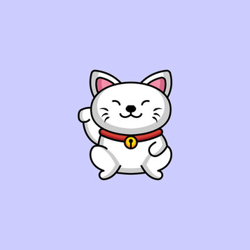 Cute maneki neko cat mascot design