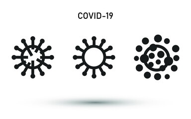 Covid-19 icon. Isolated vector virus symbol. Simple pictogram for mobile concept and web apps. Vector line quarantine icon isolated on a white background.