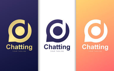 Letter D logo in bubble chat. Simple chatting logo concept