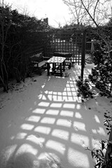 Garden gazebo on a sunny, winter day 