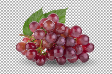 Red grapes isolated on over alpha background with clipping path.
