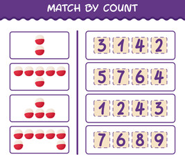 Match by count of cartoon lychee. Match and count game. Educational game for pre shool years kids and toddlers
