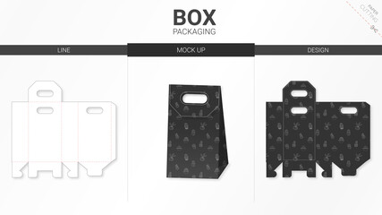 Box packaging and mockup die cut template