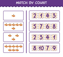 Match by count of cartoon loquat. Match and count game. Educational game for pre shool years kids and toddlers