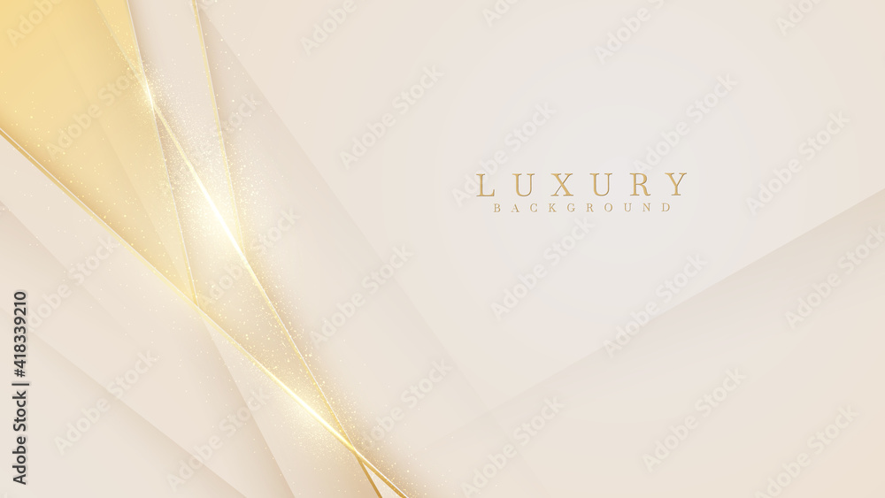 Wall mural elegant cream shade background with line golden elements. realistic luxury paper cut style 3d modern - Wall murals
