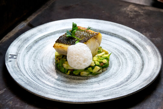 Plat gastronomique de poisson