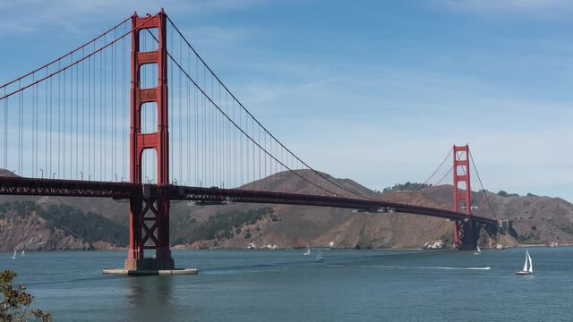 San Francisco Golden Gate Bridge Sailing Yacht from Battery East California USA