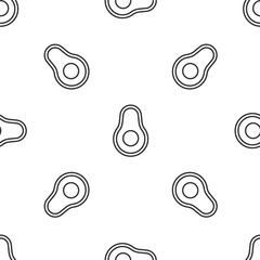 Grey line Avocado fruit icon isolated seamless pattern on white background. Vector.