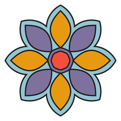 Cute Mandala. Ornamental round doodle flower isolated on white background. Geometric decorative ornament in ethnic oriental style.