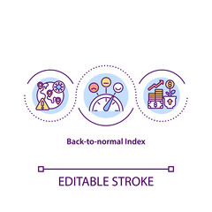 Back to normal index concept icon. Dealing with pandemic financial problems. Fighting with covid idea thin line illustration. Vector isolated outline RGB color drawing. Editable stroke
