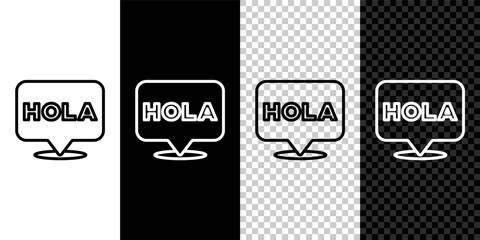 Set line Hola icon isolated on black and white,transparent background. Vector.