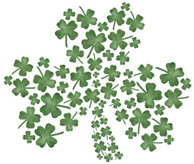 Fototapeta premium Watercolor Shamrock Clover composition, St. Patrick's Day illustration