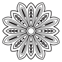 Cute Mandala. Ornamental round doodle flower isolated on white background. Geometric decorative ornament in ethnic oriental style.