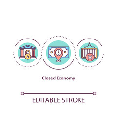 Closed economy concept icon. No trading activity with outside economies. Imports into country idea thin line illustration. Vector isolated outline RGB color drawing. Editable stroke