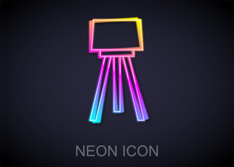 Glowing neon line Floor lamp icon isolated on black background. Vector.