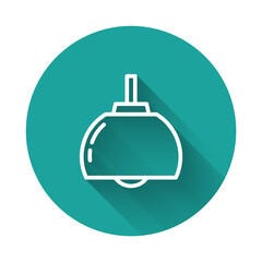 Obraz premium White line Chandelier icon isolated with long shadow background. Green circle button. Vector.