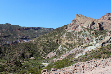Fototapeta na wymiar View of a colourful mountains, Uspallata, Mendoza, Argentina