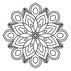 Cute Mandala. Ornamental round doodle flower isolated on white background. Geometric decorative ornament in ethnic oriental style.