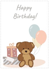 Greeting card with bear Happy birthday 