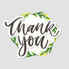 Cute Thank You Script Card Flowers Letter text