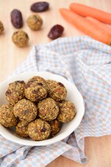 Carrot raisin oat breakfast energy balls