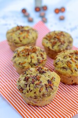 Purple carrot muffins with flax seeds