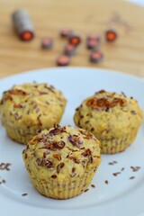 Purple carrot muffins with flax seeds
