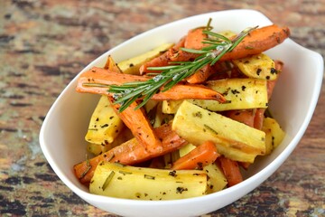 Roasted carrot and parsnip with rosemary