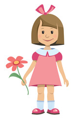 Little girl with a flower - vector illustration