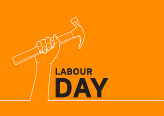 Labor Day design vector. 1st may celebration illustration with hand holding tool