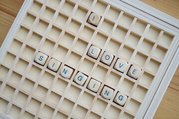 Letter cubes "I love singing"