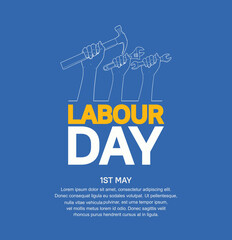 Labor Day design vector. 1st may celebration illustration with hands holding tool