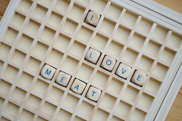 Letter cubes "I love meat"