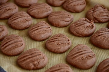 Homemade baked chocolate almond cookies