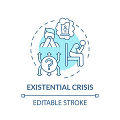 Existential crisis turquoise concept icon. Mental health problem. Psychological therapy. Religious issues idea thin line illustration. Vector isolated outline RGB color drawing. Editable stroke