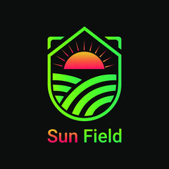 sun field icon flat logo design