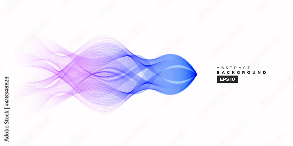 Poster wave vector element with abstract blue lines for website, banner and brochure, curve flow motion ill