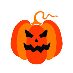Halloween is isolated with a terrible pumpkin in a cartoon style on a white background. Illustration on Halloween Celebration for your projects. 
