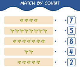 Match by count of cartoon olive. Match and count game. Educational game for pre shool years kids and toddlers