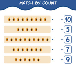 Match by count of cartoon papaya. Match and count game. Educational game for pre shool years kids and toddlers